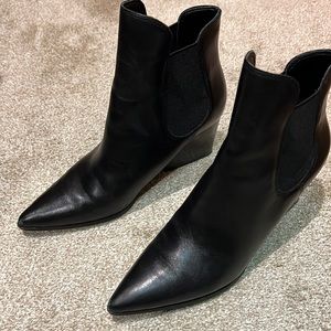 Kendall and Kylie Black Leather Pointed Booties